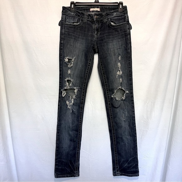 2.1 denim distressed straight leg jeans in size 27 - Picture 1 of 10